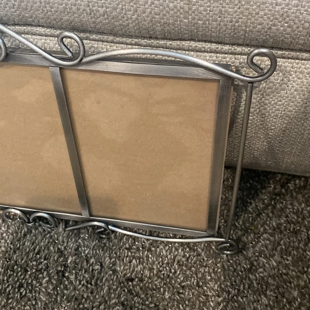 Vintage Fetco Richford Pewter 3 Slot 5x7 Picture Frame Collage 16x9”.